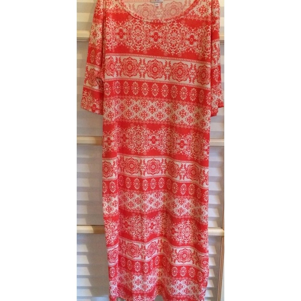 LuLaRoe  Maxi Dress Womens Size 2XL Orange  White New
